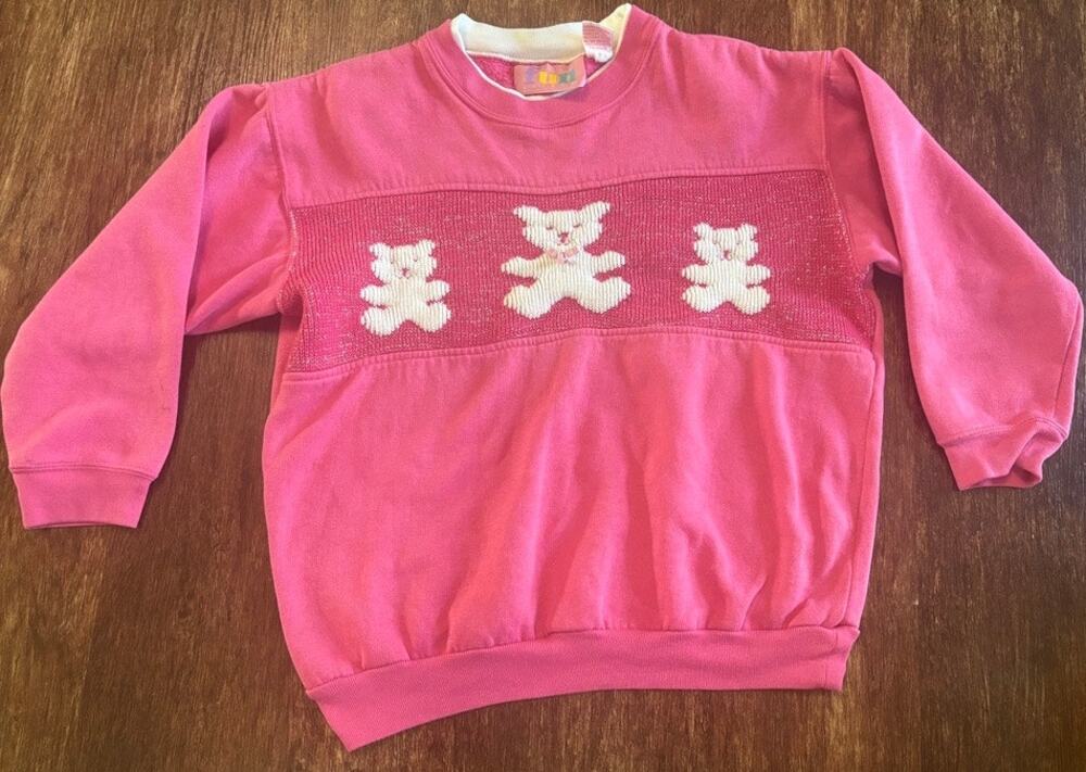 Vintage Fun Spirit Girls Pink Crewneck Sweatshirt RN 4200 Size 14 Poly Cotton